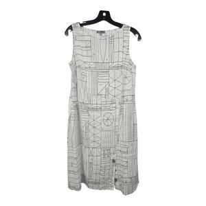 Habitat Linen Cotton Dress Women's XS Black White Lagenlook Artsy Art-to-wear
